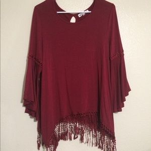 Bell Sleeve Top Burgundy